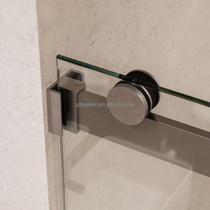 Puerta de Ducha de Vidrio, Doble Corredera, Semi-Frameless, Retráctil, Negro Mate, 56-60 Pulgadas de Ancho x 72 Pulgadas de Alto, Vidrio Templado de 6 mm, Diseño Moderno - Product Image 5