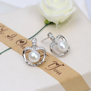 ต่างหูเงินแท้ S925 รูปโบว์ อุปกรณ์ DIY ต่างหูแบบเรียบง่าย พร้อมจี้มุก 7-9 เม็ด ฐานเปล่า 1194 - Product Image 3