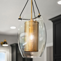 Lustre suspendu en laiton antique en verre de luxe moderne de restaurant de cuisine d'intérieur