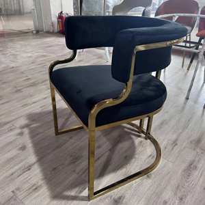 Factory Wholesale Custom Restaurant Cafe Metal Frame Dine <b>Armchair</b> Velvet Fabric Dining Chairs - Product Image 4