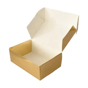 新款时尚金色印花纸板邮件盒折叠工艺礼品包装容器盒回收耐用发货盒