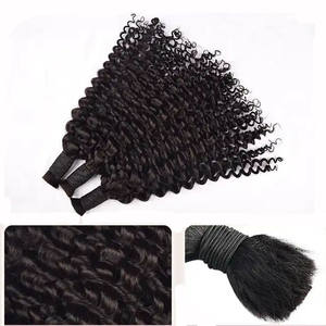 Proveedor chino compra cabello trenzado a granel al por mayor extensiones de cabello humano vietnamita negro Natural cabello crudo rizado profundo a granel sin trama - Product Image 2