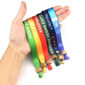 Personnalisez votre propre bracelet en tissu PET recyclé écologique pour festival ou événement, avec perle en bambou - Product Image 6