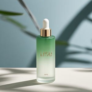 Bottiglia di olio essenziale smerigliato di lusso vuota unica bottiglia di vetro del siero cosmetico da 50 ml 60ml per olio per capelli con scatola e logo - Product Image 4