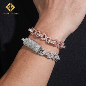 Pulsera de eslabones con diamantes de corte mixto en forma de 8 infinito, pavé completo, plata 925, joyería de moissanita, pulsera hip hop para hombre - Product Image 6