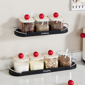 Creamy <b>Spice</b> <b>Jar</b> Set With Lid And Spoon For Kitchen Storage M Size - Product Image 5