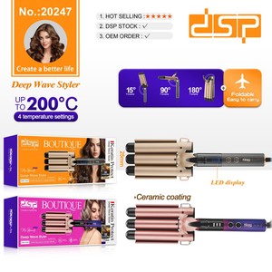 Fer à boucler professionnel Dsp à 3 barils, rose, revêtement céramique, chauffe rapide, multi-styler - Product Image 2