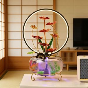 Feng Shui Water <b>Wheel</b> Round Metal <b>Desk</b> Decor With Led Light For Office And Home Decoration - Product Image 3