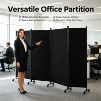 Cloison de séparation mobile à 4 panneaux avec base en fer stable 340x180cm, cloison pliante en tissu avec roulettes pour décoration commerciale