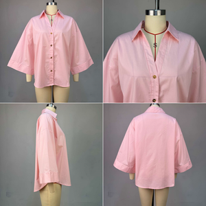 Chemisier décontracté chic à rayures en mélange de lin avec manches raglan pour femme – Chemise respirante tendance automne - Product Image 5