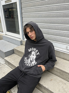 Vente en gros fabricant : Sweat à capuche zippé pour homme, haute qualité, style streetwear, coupe ample, effet vintage délavé et vieilli, broderie, pour impression - Product Image 2
