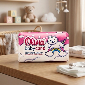 Pink Gentle Baby Bar <b>Soap</b> with Glycerin and Lanolin for Sensitive Skin 90 g Olivia Baby Care - Product Image 2