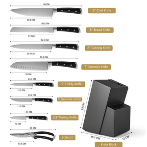 Garwin Vente Flash - Ensemble de 14 Couteaux de Cuisine en Acier Inoxydable 3Cr13 - Couteau de Chef Ergonomique avec Manche en ABS - Product Image 2