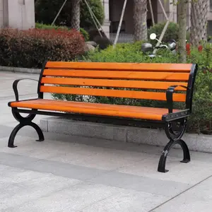 High Quality Cast Aluminum Patio Bench Outdoor Wooden Bench 3 Seaters Wooden Long Bench