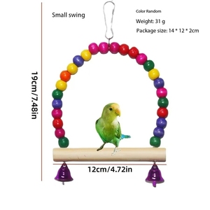 Vendeur chaud Durable Swing Perroquet Cage <span class=keywords><strong>Jouet</strong></span> Coloré En Bois Suspendu Oiseau Suspension Anneau Morsure Résistance Oiseau Jouets - Product Image 3