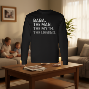 Baba The Man The Myth The Legend T-shirt a maniche lunghe, regalo per la festa del papà - Product Image 3