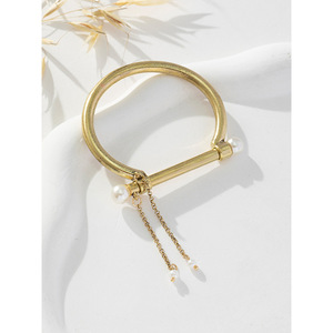 Bracelet à pampilles en perles dorées avec fermoir magnétique, bijoux pour femmes, cadeau - Product Image 4