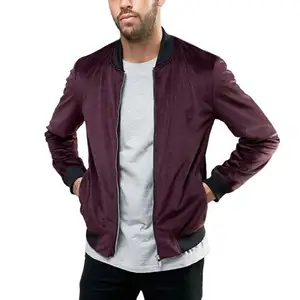 Men's Casual Solid Color Velvet Bomber Jacket 100% Cotton Street Wear Supplier Slim Stand Zipper Plain Dyed OEM Service Winter