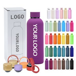 Bouteille d'eau de sport en acier inoxydable avec revêtement en caoutchouc, thermos, bouteille isolée à double paroi sous vide, toucher doux - Product Image 3