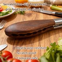 430 #   Roestvrijstalen kooktang van walnoot hout, vaatwasmachinebestendig, hittebestendig, BBQ accessoire, keukengerei, salade tang