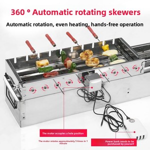 Fuyuansao <span class=keywords><strong>Barbecue</strong></span> Rotatif Entièrement Automatique en Acier Inoxydable, Machine à Brochettes à Largeur Réglable, Anti-Rouille, Portable, Alimentation 5V - Product Image 2