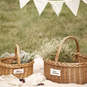 Cesta tejida de mimbre natural Bolso de senderismo al aire libre Cesta de la compra con asa de tapa Ventas directas de fábrica Baket de picnic chino - Product Image 3
