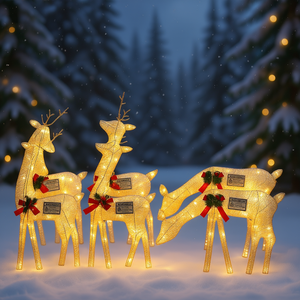 Guirlandes lumineuses de Noël en forme de rennes en maille dorée, 6 pièces, LED blanc chaud, décoration festive et chaleureuse pour l'intérieur et l'extérieur - Product Image 2