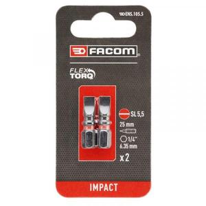 FACOM - ENS.105.5 Mèche Flextorq fendue à impact 25mm (2 pièces) -EAN 3662424100352 INSERTS POUR BITS DE VISSAGE - Product Image 1