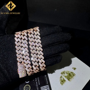Hot Selling Prong-Set Micro Pave cuban link <b>chain</b> rose gold 10mm wide Full <b>Iced</b> <b>Out</b> moissanite cuban link <b>chain</b> gra certified - Product Image 6