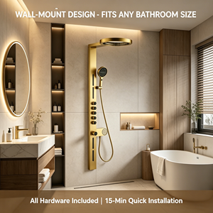 Panneau de <span class=keywords><strong>douche</strong></span> de luxe multifonctionnel intelligent numérique doré avec cascade – Système de <span class=keywords><strong>douche</strong></span> moderne - Product Image 5