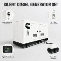 Groupe électrogène diesel insonorisé 50KVA 100KVA 40KW 80KW Triphasé 50/60Hz Automatique 480V ATS en option pour usage industriel de secours