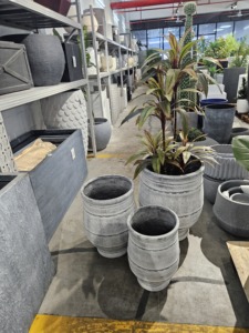 Juego de Macetas Modernas de Hormigón para Exteriores, Jardineras para Plantas y Flores, Estilo Minimalista con Patrón Circular - Product Image 2