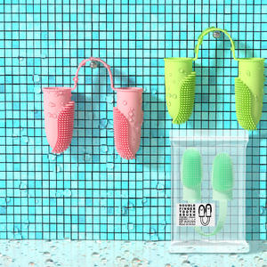 <span class=keywords><strong>YOSHI</strong></span> Vente flash Articles de nettoyage pour chiens Brosse en silicone pour chiots et chats Brosse à dents portable douce pour animaux de compagnie Brosse à dents à deux doigts - Product Image 5