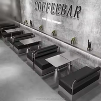 Café-bar de style industriel personnalisé en acier inoxydable Restaurant à thème Tables et chaises de restaurant en cuir PU