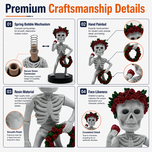 Figura de Resina Personalizada de Esqueleto Realista con Corona de Rosas, Pintada a Mano, Estilo Día de Muertos, Recuerdo - Product Image 4