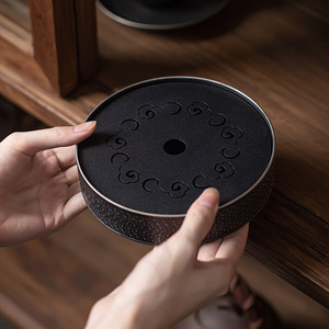 Round Pottery <b>Tea</b> Tray With Water Storage For Kung Fu <b>Tea</b> <b>Set</b> Heat Resistant Household Teapot Holder Afternoon <b>Tea</b> Use - Product Image 2