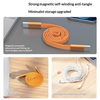Nouveau câble de données magnétique plat tressé 240W, double Type-C, charge super rapide, transfert de données pour téléphones mobiles, tablettes, ordinateurs portables