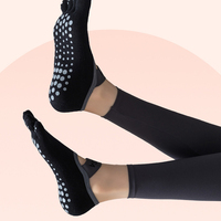 Chaussettes de sport de yoga à cinq doigts respirantes à séchage rapide antidérapantes à impression numérique personnalisée antibactériennes de haute qualité pour femmes
