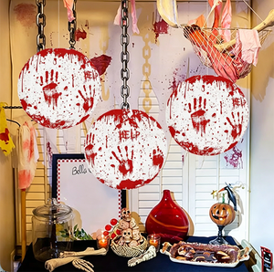 Nouvelle Lanterne en Papier Rouge à Motif de Traces de Mains pour Halloween, Modèle D74, pour l'Aménagement d'Ambiance de Fête, Fournitures d'Artisanat DIY - Product Image 1