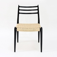 Chaise de salle à manger en bois massif de style moderne, dossier en corde tressée à la main, durable et confortable pour salon, hôtel, appartement – Vente chaude