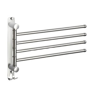 Punch-Free Stainless Steel Foldable Bathroom <b>Storage</b> Multi-Pole Drying Heater <b>Rotating</b> Towel <b>Rack</b> Artifact - Product Image 1