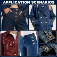 Jaket Denim pola Logo timbul Clsaaic berlapis perak pakaian khusus jaket Denim kancing logam campuran seng kancing Jeans dan paku keling