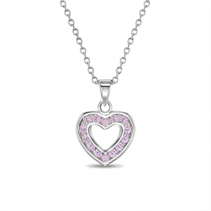 Joyería personalizada para niños de alta calidad <span class=keywords><strong>925</strong></span> Ajuste de plata esterlina Rosa CZ corazón colgante collar chica joyería fina Collar para mujer - Product Image 1