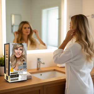 Tinte Permanente para el Cabello Thader Pharma V-Color 703 Rubio Medio Dorado Natural Sin Amoníaco Con Líquido Dorado y Aceites Florales - Product Image 3