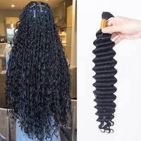 Extensiones de Cabello Humano SDD Water Deep Wave 30g, Cabello Humano a Granel para Trenzas, Cabello Humano Ondulado y Mojado para Trenzar