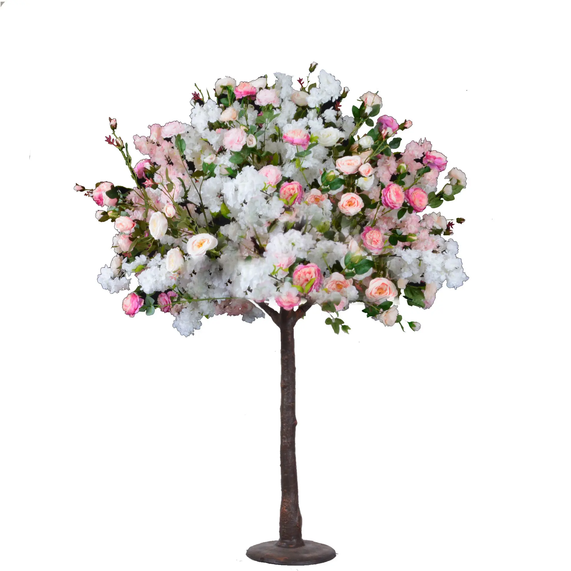 O-X682 مخصصة حجم لوازم ديكورات زفاف للمنزل صغيرة بوكيه ورد صناعي شجرة الأبيض الوردي الوجه شجرة الورود الاصطناعي ديكور داخلي