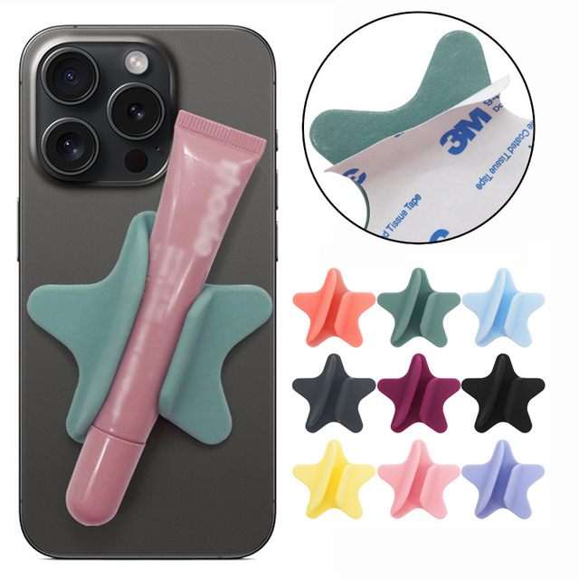 Stylish Portable Lip Gloss Phone Holder with Back Adhesive Star Shape Silicone Lipstick Lip Balm Holder Moni Model SNE-122302