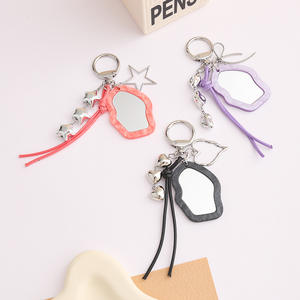 Portachiavi Creativo Colorato con Specchio Irregolare, Charm in Acrilico Pastello con Stella per Accessori Decorativi - Product Image 3