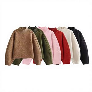 Sudadera de Mujer de Manga Larga con Cuello Redondo, 4 Colores, Diseño Asimétrico, Tejido Liso Teñido, Estilo Casual para Primavera - Product Image 4