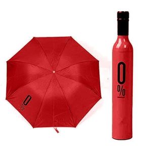 Parapluie publicitaire pliable en trois sections en forme de bouteille de vin pour cadeau promotionnel souvenir 0% Vin Umbrella - Product Image 2